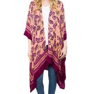RACHEL Roy Floral Kimono with Asymmetrical Hem